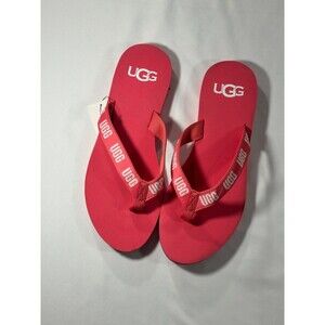 UGG Beach Graphic Flip Flop slide Sandals peach pink size 10 NWT